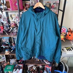 Vintage L.L.Bean Outdoors Fleece Lined Hooded Jacket Teal Blue Men’s L